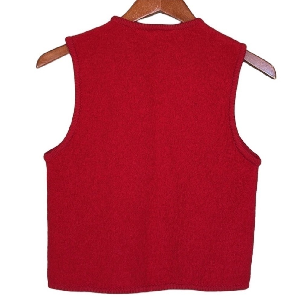 Vintage Geoffrey Beene Sport Red Wool Zip Front Sweater Vest Pockets M - Picture 5 of 9